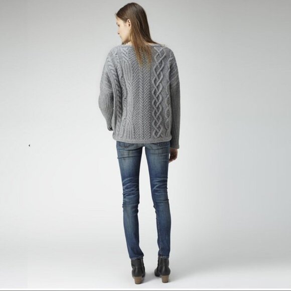 Rag & Bone Gray Cara Cable Knit Wool Cashmere Blend Sweater - Picture 11 of 12